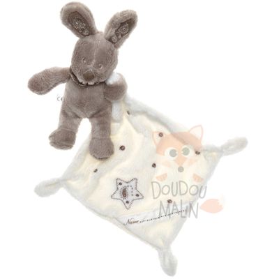 Nicotoy doudou collection mon ami Teddy lapin plat carré gris marron